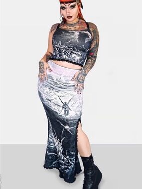 Forest Ink Set - Maxi Skirt with slit & Cami